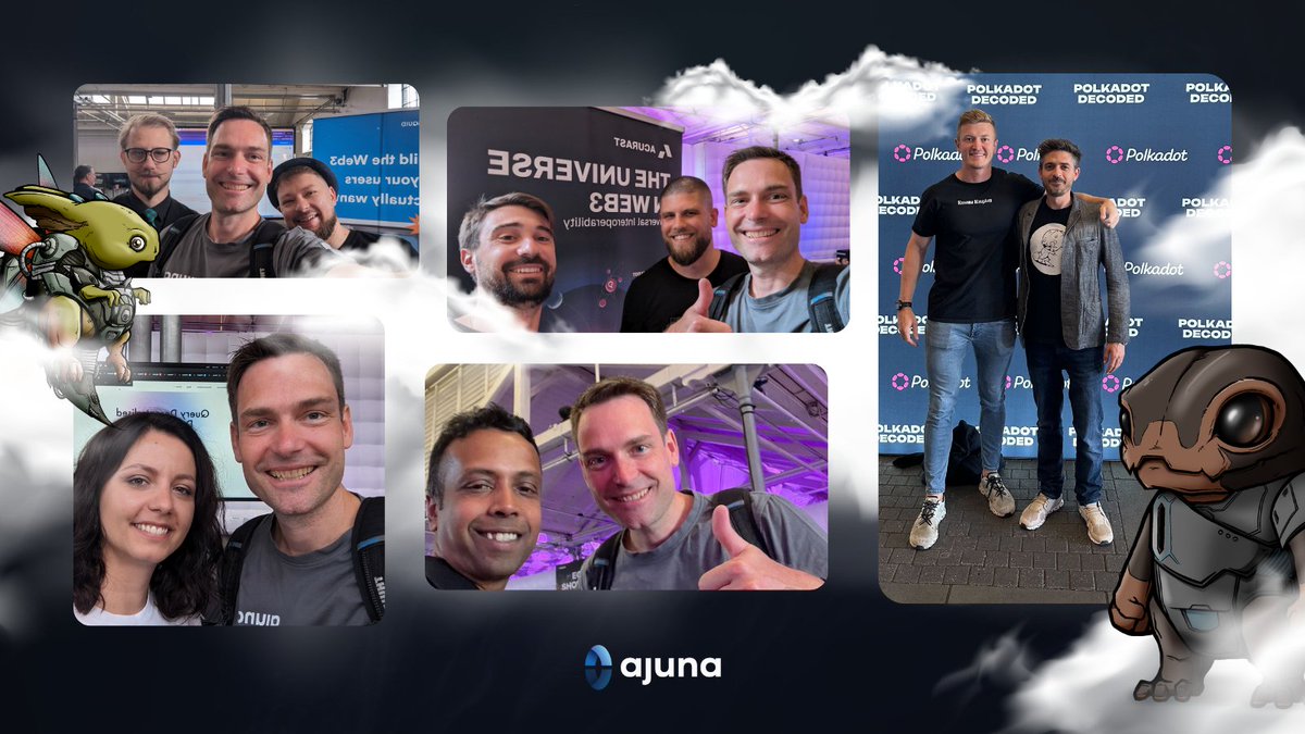 AjunaNetwork's tweet photo. 2/🧵 They had the chance to link up with amazing people from our lovely @Polkadot &amp; @kusamanetwork ecosystem and beyond, such as @Acurast, @subsquid, @SubQueryNetwork, @KusamaKingdom, @integri_t_e_e, #IcebergNodes, @osec_io, @ZeitgeistPM  &amp; @Jumptradenft/@Guardian_NFT. https://t.co/7JmHbJaT7m