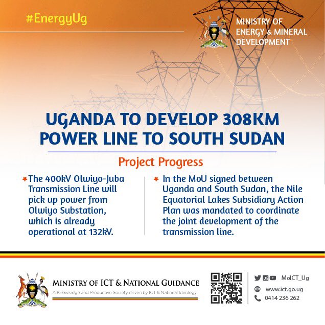 Uganda and South Sudan are collaborating to develop the 400kV Olwiyo-Juba Transmission Line which will increase access to electricity in the region and support economic development.#EnergyUg