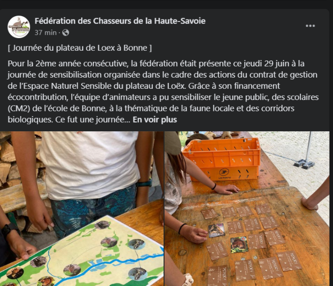 C'est donc avec l'argent public que la Fédération de Chasse finance des animations auprès d'élèves de CM2. Alors que de nombreuses associations de protection de l'environnement existent et manquent de moyens..