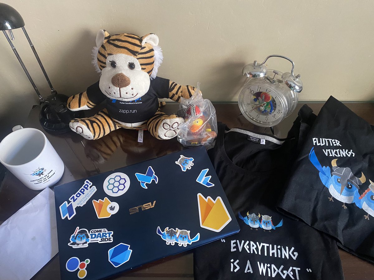 Hey #FlutterDevs,

I am excited 😍 to reveal I have received swags from winning Invertase swags as a token of appreciation 🎁 for #Flutterdevcamp 2023 Women’s special organized by Devfest GDGLondon . 

Thanks to Invertase, FlutterVikings  and  Assurex  for the swags.

#flutter