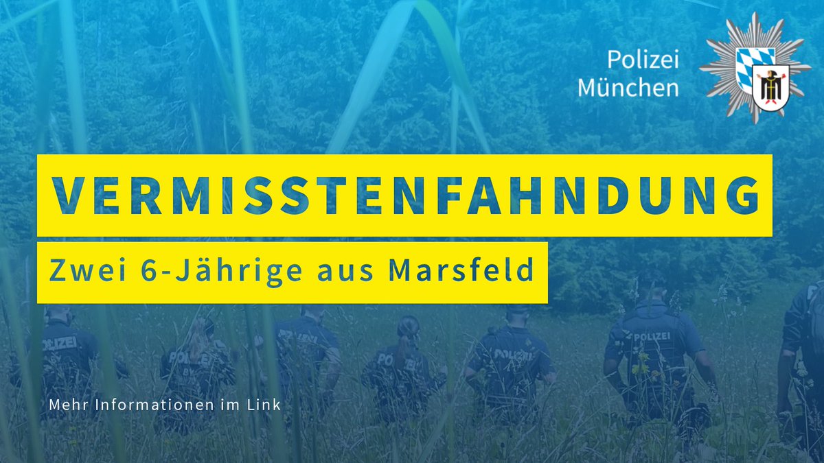 #Vermisstenfahndung: Seit heute Mittag werden zwei 6-jährige Jungen von einem Spielplatz in der Blutenburgstraße im #Marsfeld vermisst. Bild und Sachverhalt: polizei.bayern.de/fahndung/perso… Bitte keine Hinweise auf Twitter sondern an die 110 oder jede Polizeidienststelle. Bitte RT.