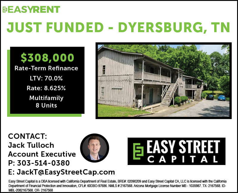 rob_s_simon's tweet photo. #JustFunded #MultifamilyMonday
$308,000 Rate-Term Refinance Multifamily (8-Unit Property) DSCR Loan for a repeat borrower in Dyersburg, TN! #BRRRR method execution again, this property, scooped up in '22 is now renovated and 100% leased, providing robust cash flow (1.56x DSCR) https://t.co/TXcu46E2MI