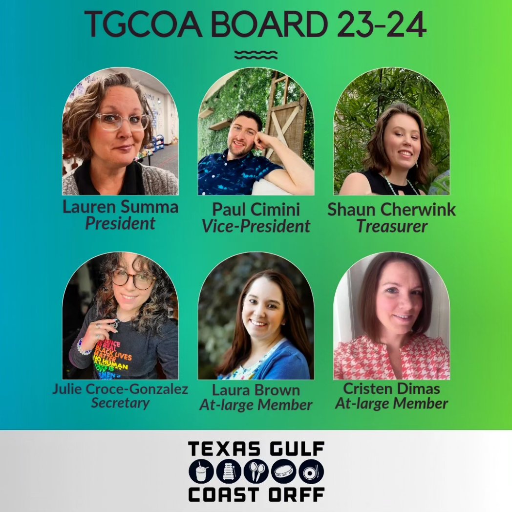 TXGulfCoastOrff's tweet photo. Hello to our newest Texas Gulf Coast Orff Association Board for 2023-2024! We are here to have fun, chew bubblegum, and do Orff things...and we're all outta bubblegum. 

swipe for the unhinged version  ---->
#TGCOA #TexasGulfCoastOrff #Orff #AOSA #AmericanOrffSchulwerkAssociation https://t.co/3cLcmnzhya