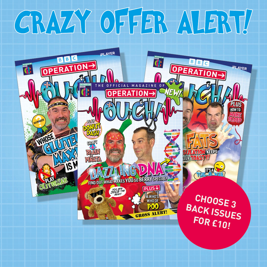 CRAZY OFFER ALERT!

Select 3 back issues of Operation Ouch for only £10! 
(we know - crazy, eh?)
Just use code OO3FOR10 at checkout on bit.ly/3NWW2rb. 

Hurry, while stocks last! 

Offer expires 31/08/2023. P&amp;P apply. Not available in AU &amp; NZ.

#OperationOuch
