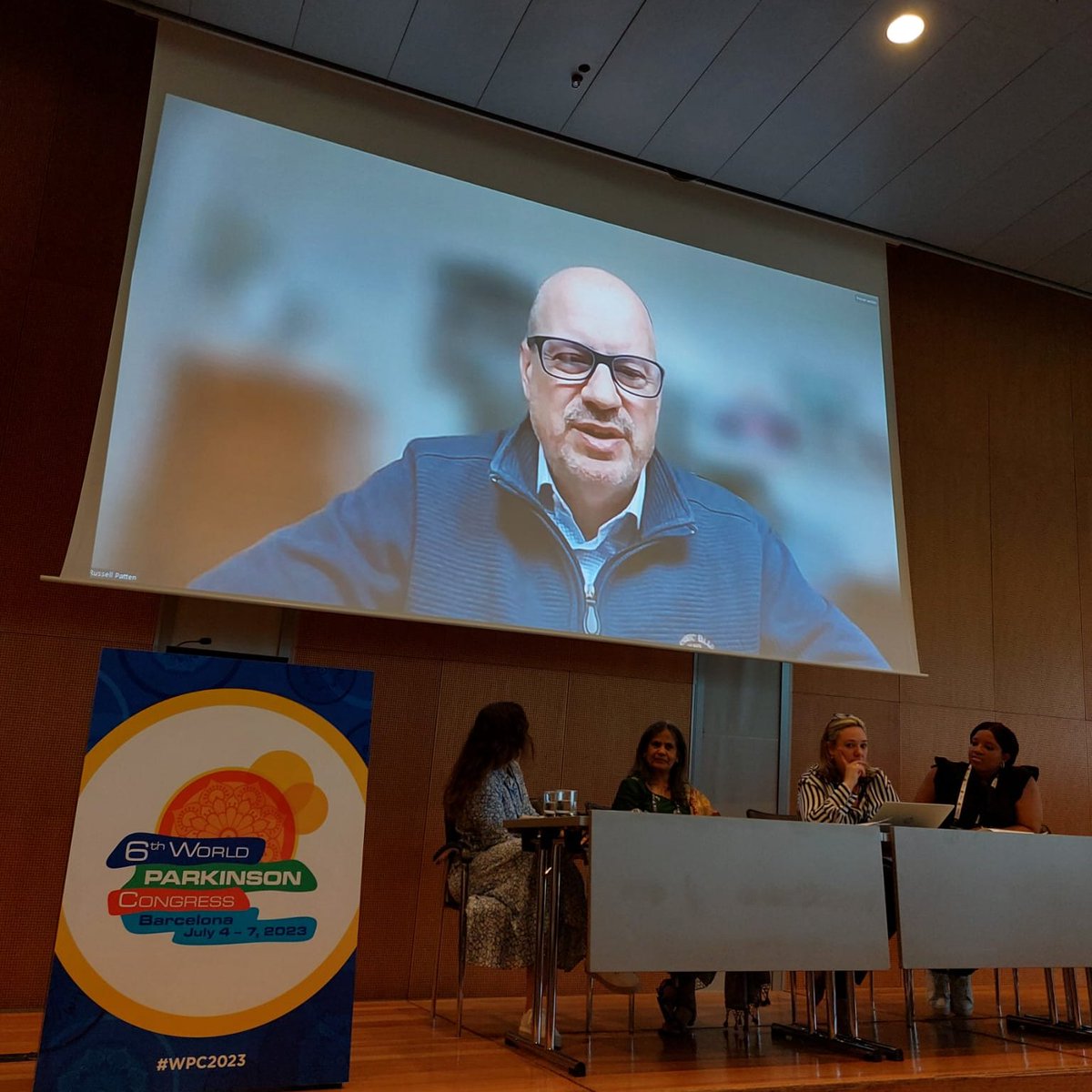 ParkinsonsEU's tweet image. Here&apos;s our very own Director General, Russell Patten, who spoke via video link at today&apos;s @worldpdcongress panel on connecting the global #parkinsons community! 😀 #wpc2023