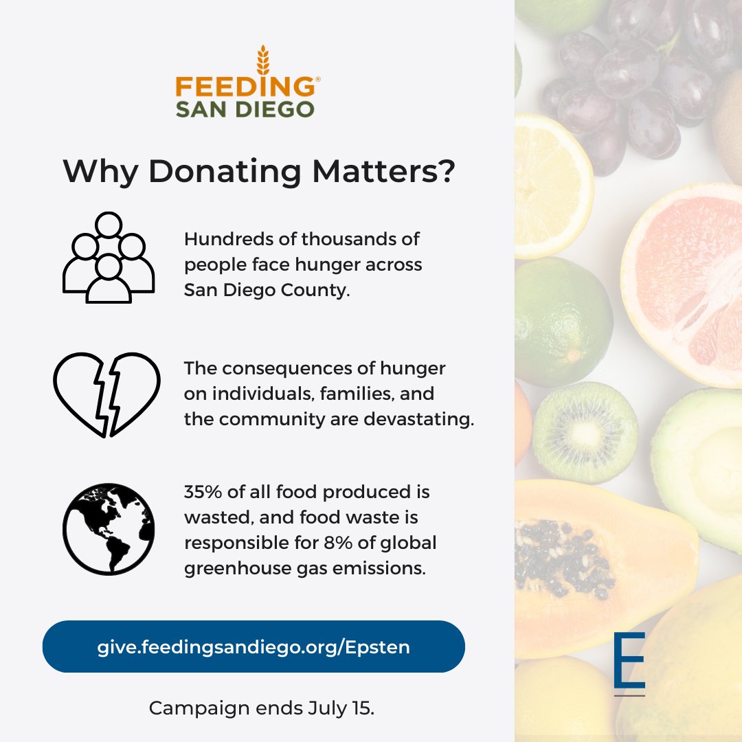EpstenAPC's tweet image. Did you know #FeedingSanDiego provides more than 35 million meals each year to people facing hunger through a decentralized rescue and distribution network? Donate today! give.feedingsandiego.org/Epsten

#EpstenAPC #HungerRelief #FoodBank #GiveBack #EndHunger