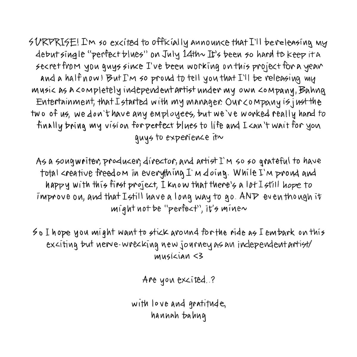 hannahhbbahng's tweet image. DEBUT SINGLE “perfect blues”

2023. 7. 14

PRESAVE LINK:

lnk.to/perfectblues

CD &amp;amp; VINYL PREORDER STARTS JULY 7TH 11:59PM ET EXCLUSIVELY AT: bahngshop.com

@BahngEnt #perfectblues #hannahbahng #hannahbahngdebut