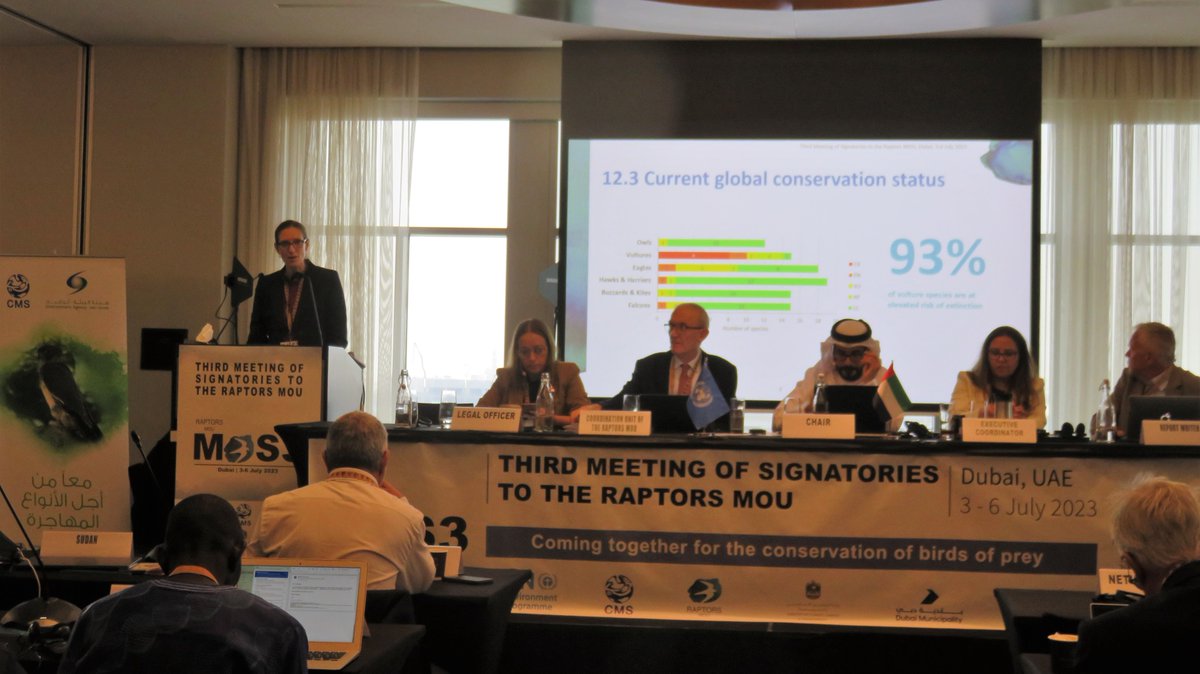 NEW! Landmark report by <a href="/BirdLife_News/">BirdLife International</a> &amp; <a href="/BonnConvention/">Convention on Migratory Species (CMS)</a> Raptors MOU released at #RaptorsMOS3: a third of African-Eurasian migratory raptor species are at risk of global extinction (incl. 93% of vultures), half are declining! Urgent conservation action needed to avert extinction.