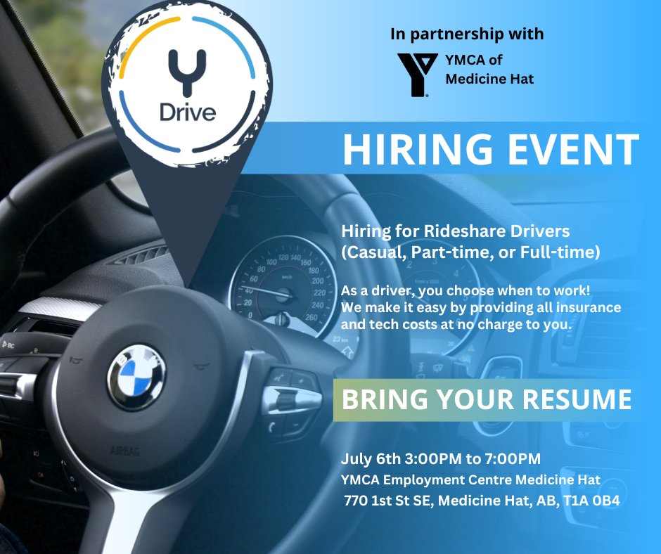MedicineHatYMCA's tweet photo. Bring your resume!

When: July 6th 3:00PM to 7:00PM
Where: YMCA Employment Centre Medicine Hat
770 1st St SE, Medicine Hat, AB, T1A 0B4

#jobfair #ydrive #ymcamh https://t.co/AAU906zv60