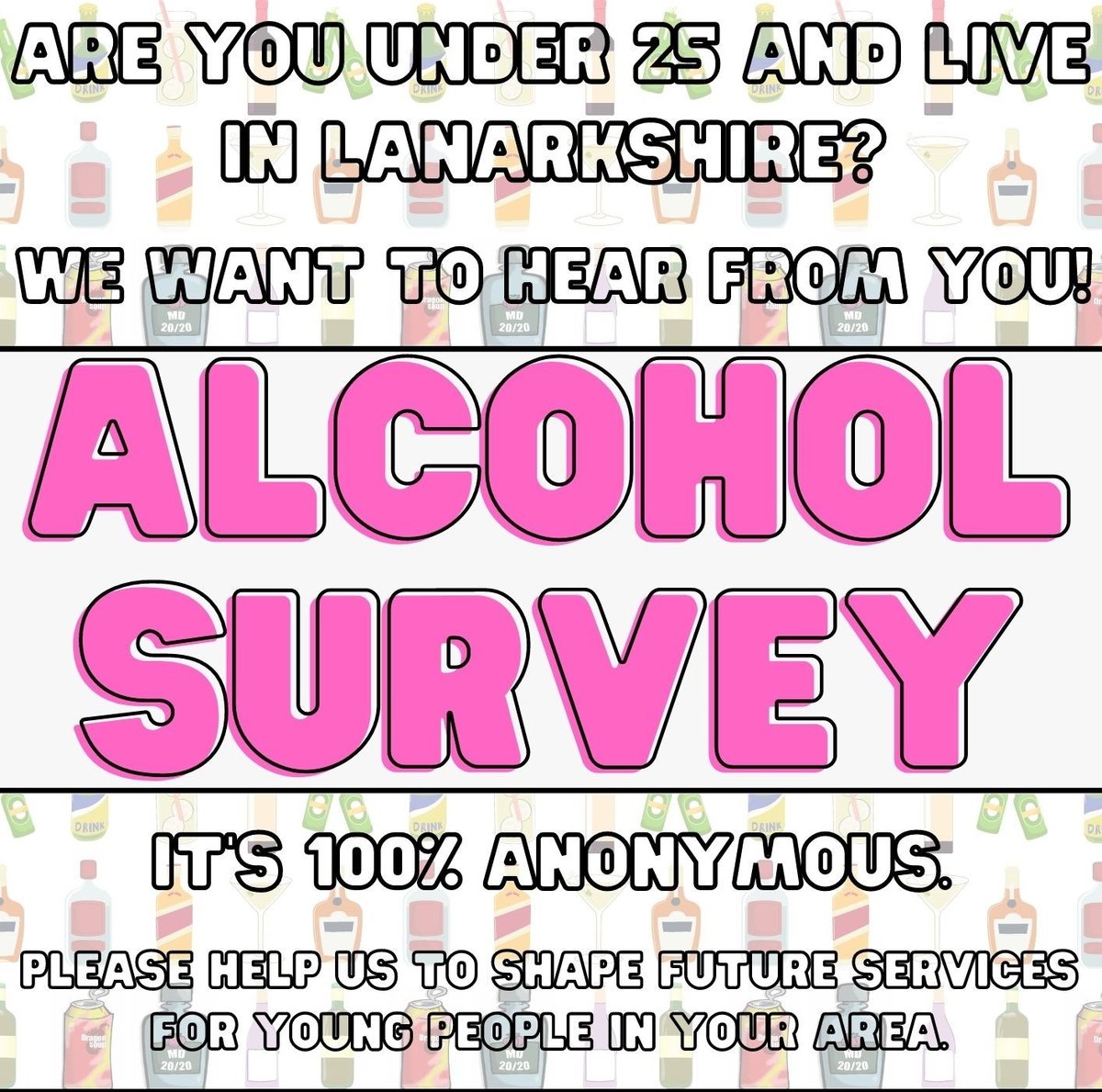 NHSLanarkshire's tweet photo. Are you under 25 &amp; live in Lanarkshire? @LANDEDPeerEd wants to hear from you this #AlcoholAwarenessWeek

Fill in this anonymous survey to shape support services in your area for young people, it only takes 3 mins to complete!🕐

Click here to fill it in: https://t.co/TLOPdeoERy https://t.co/VV1W727yNv