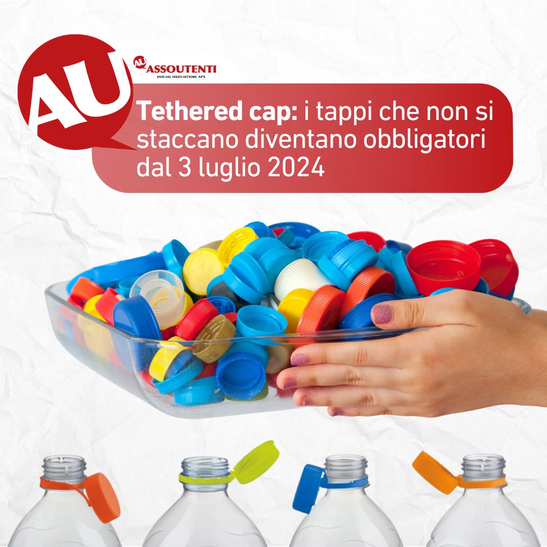 Assoutenti's tweet photo. Vi siete accorti che alcuni tappi di plastica non si staccano più dalle bottiglie?
Una direttiva Eu ha imposto che entro il 3 luglio 24, tutte le bottiglie di plastica abbiano il tappo che rimane attaccato al fine di evitarne la dispersione agevolandone il riciclo. 
#Tetheredcap https://t.co/O1FhjT42zy