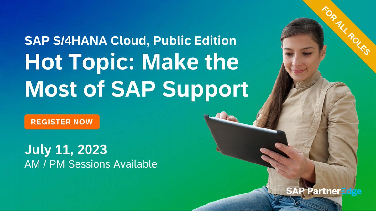 On July 11, SAP S/4HANA Cloud experts will provide #SAPPartners with an overview of SAP Support and the various channels used to tackle different questions you might encounter within customer engagements. 

REGISTER ▶️ AM: imsap.co/6019P1FKf ▶️ PM: imsap.co/6010P1FKA