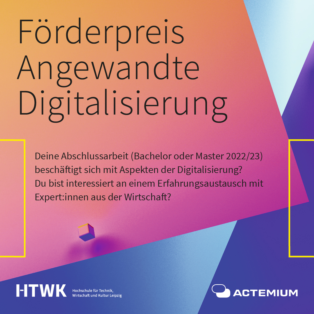 #Actemium und die <a href="/HTWKLeipzig/">HTWK Leipzig</a> vergeben wieder den Förderpreis „Angewandte #Digitalisierung“. Der Wettbewerb richtet sich an #HTWK-Studierende aller Fachbereiche, deren Abschlussarbeiten sich mit dem digitalen Wandel beschäftigen.
➡ Jetzt bewerben: ve.link/sj4l