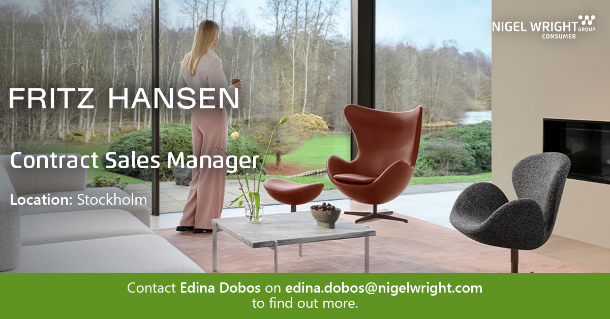 NWConsumer's tweet photo. Are you looking for a new sales role? Our client, Fritz Hansen, is searching for a Contract Sales Manager in Stockholm. https://t.co/FNW12pO5LI The successful candidate will be responsible for optimising the sales and marketing of the Fritz Hansen brand. https://t.co/qKVFsbA8Xd