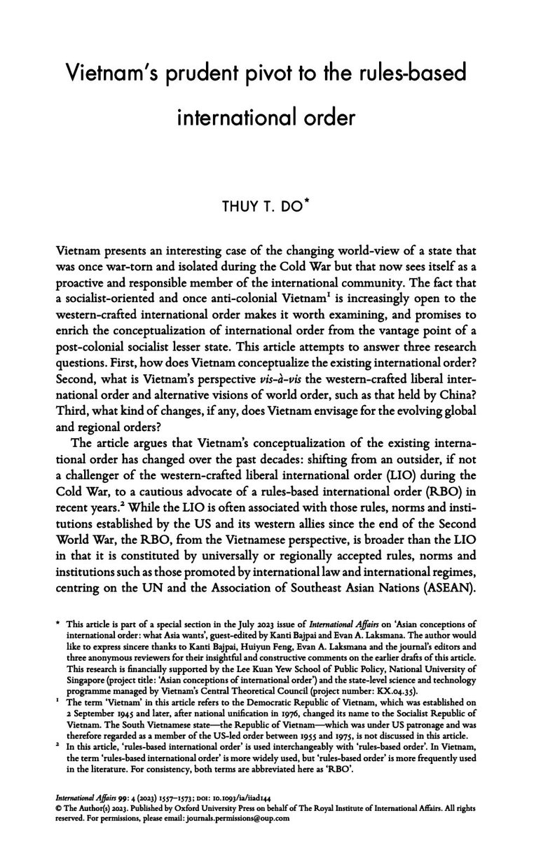 bonnythuy's tweet photo. Delighted to join regional scholars in contributing a Vietnamese perspective to Asian conceptions of international order, just out now on 
@IAJournal_CH

Link: https://t.co/2Fn2LRLq8q https://t.co/C9bGZJ6TId