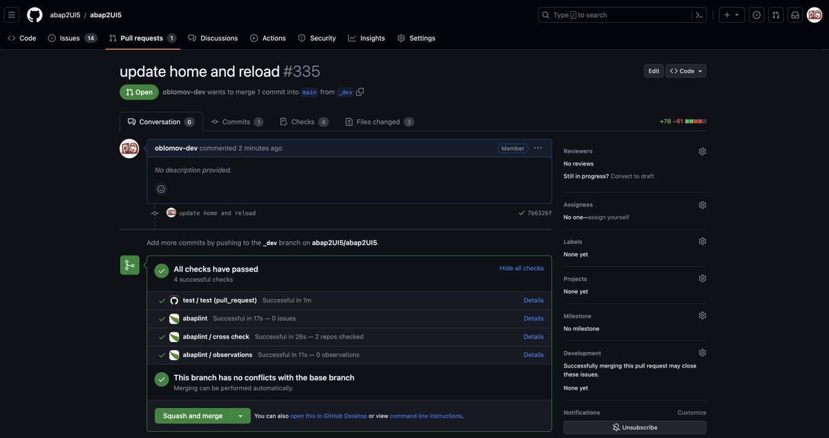 abap2UI5's tweet image. In its early days, #abap2UI5 's code was untested and downported manually. Now, it's undergoing automated unit testing & downporting using GitHub actions.
Huge thanks to #abaplint #openabap #abapGit & #abap community for their assistance! 💪
abaplint.app/stats/abap2UI5…
#OpenSource