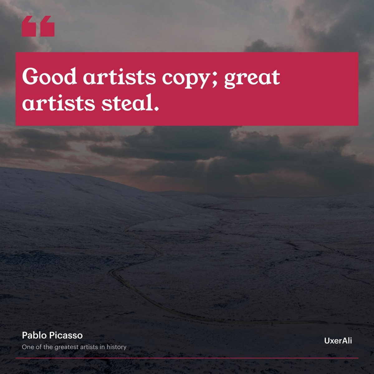 Quote of the week by one of the greatest artist in history. What is yours's opinion?

#design #designquotes #uxinspiration  #uxquotes #uxuidesigner #uxui #uxdesign #ux  #uxtips #userexperience #designer #ui #MondayMotivation