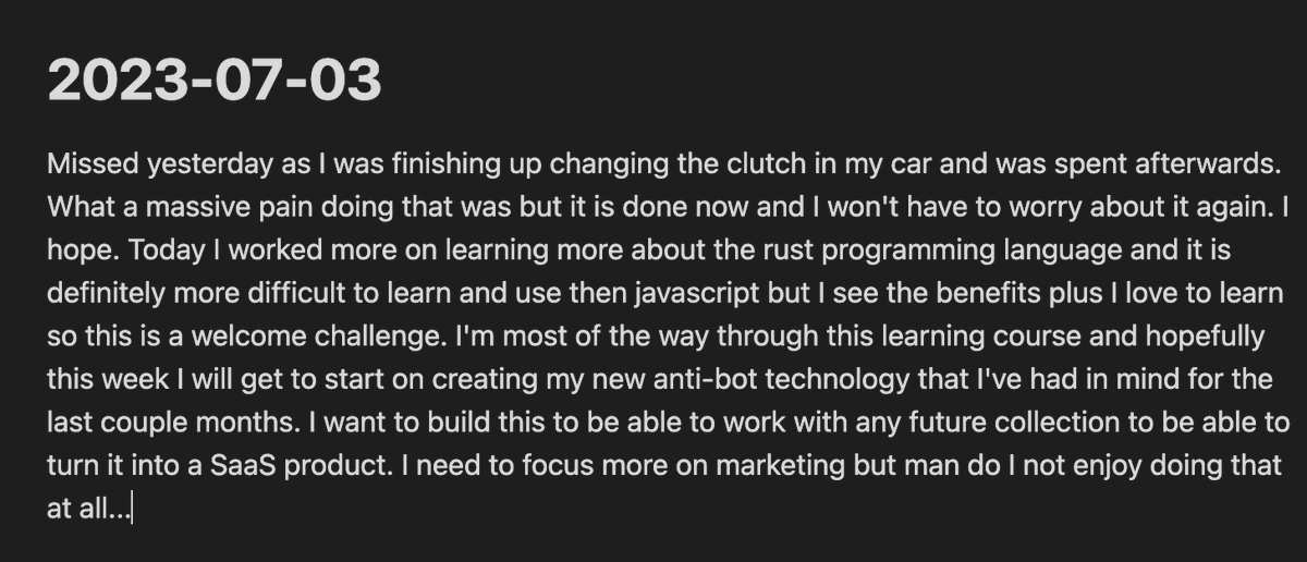 Plague_Drs_Inc's tweet photo. Day 25 of daily notes. Missed yesterday but I had a valid reason. Need to focus more on marketing but I'm definitely a dev through and through... #Web3 #NFTs #NFTCommunity #PlaguedEvents #Rust https://t.co/JdilZfvSJD