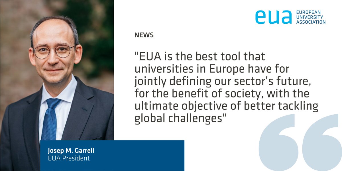 euatweets's tweet photo. EUA is pleased to announce that @JosepMGarrell, former Rector of @uramonllull (Spain), has taken office as the Association’s President: https://t.co/lWRKtlUbDE https://t.co/ONqKDxa0b5