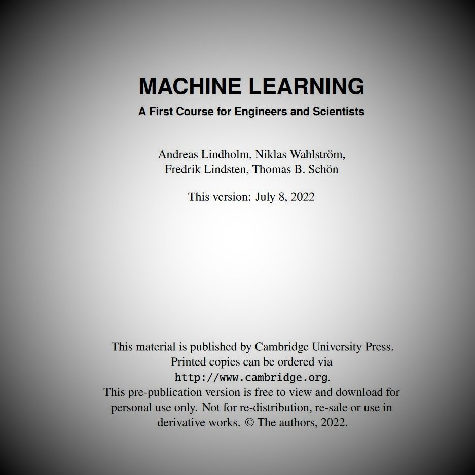 CavaliereGiu's tweet image. Hi #EconTwitter!

Willing to dive into #machinlearning?

Have a look at this free introductory textbook by @AndreasL1ndholm, Wahlström, @LindstenFredrik &amp;amp; Schön on 𝙨𝙪𝙥𝙚𝙧𝙫𝙞𝙨𝙚𝙙 ML!

Good balance of math/applications. No previous experience required.

Get it **now** ! 😃