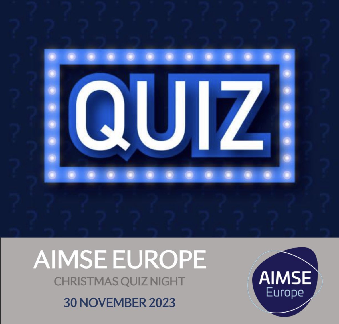 Further details will soon be revealed for our Christmas Quiz Night which will take place at the end of this year! Registration is now open, don’t miss out as places are going fast! 👇🏼 members.aimseeurope.com/iCore/Events/E… #aimseeuropeevents #quiznight #christmasparty #events #finance