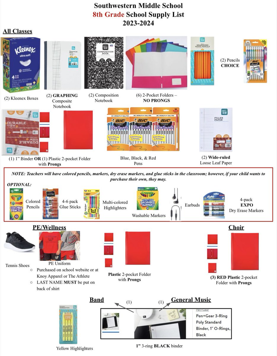 💥 New this year! 💥

Visual School Supply Lists! 🖍️📄✏️

These visual lists will also be posted on the SMS website alongside the traditional list. 

Shout out to Miss Hofmeyer for creating these awesome visuals for us! ❤️ 🐾