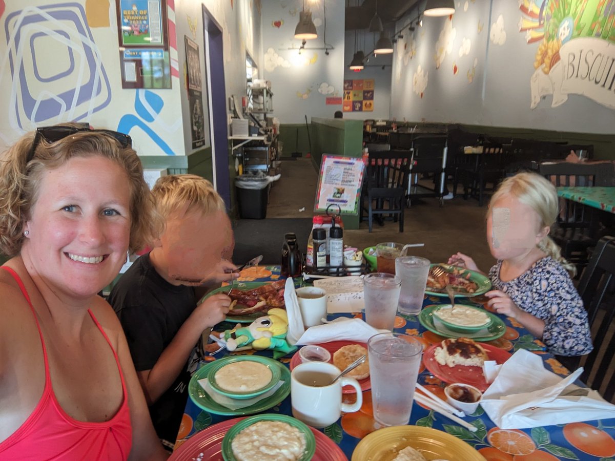 We enjoyed our first reward this morning with breakfast. Way to go for 40 minutes of math practice 🙌 I'm looking forward to our next reward outing! Keep it up you two! 
#avoidsummerslide #momsateacher #hardworkpaysoff