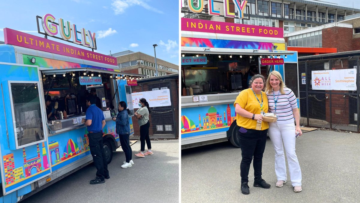 whhospcharity's tweet photo. Today marks the first day of our All Stars Week π where we show off the cultural richness at @WestHertsNHS and celebrate our amazing #TeamWestHerts. ππ₯³
Pictured are staff at St Albans City Hospital enjoying Indian street food from #Gullys! ππ
#AllStarsWeek #TeamWestHerts https://t.co/We9P0UZLFy