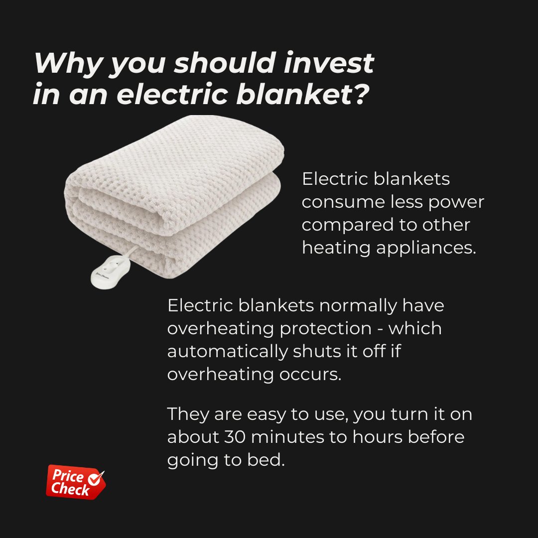 As winter is gaining momentum, electricity woes are also intensifying on us. Investing in an electric blanket will keep you warm and save you money while at it. Check out more options bit.ly/3PGMsd7 🥶

 #PriceCheck #ComparePrices #OnlineShopping #Winter  #Eskom