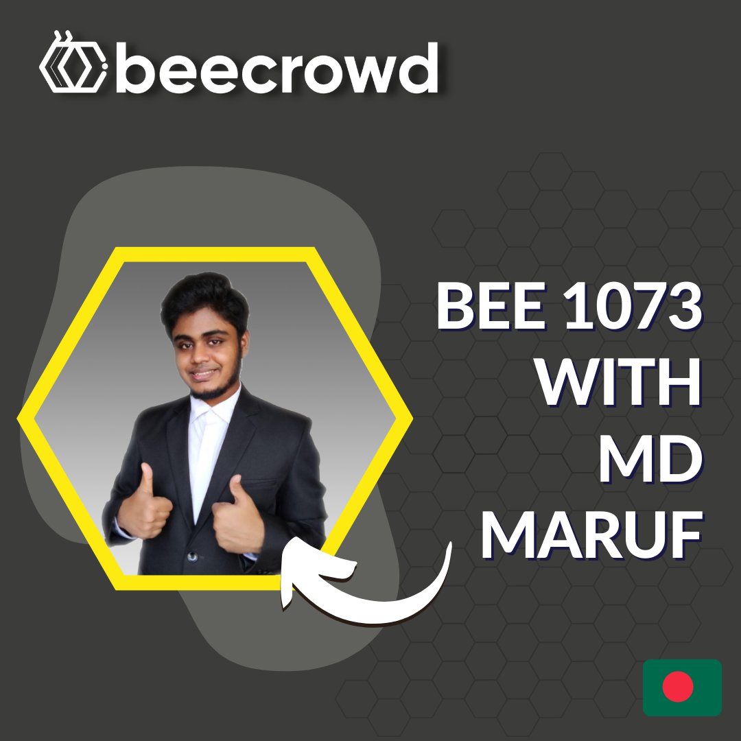 beecrowd_real's tweet photo. Hey beecrowders in Bangladesh!
BEE 1073 with Md Maruf Sarker!
Video: https://t.co/gCpvsXTsQX
#beecrowd #mdmarufsarker https://t.co/4Da5MNU3En