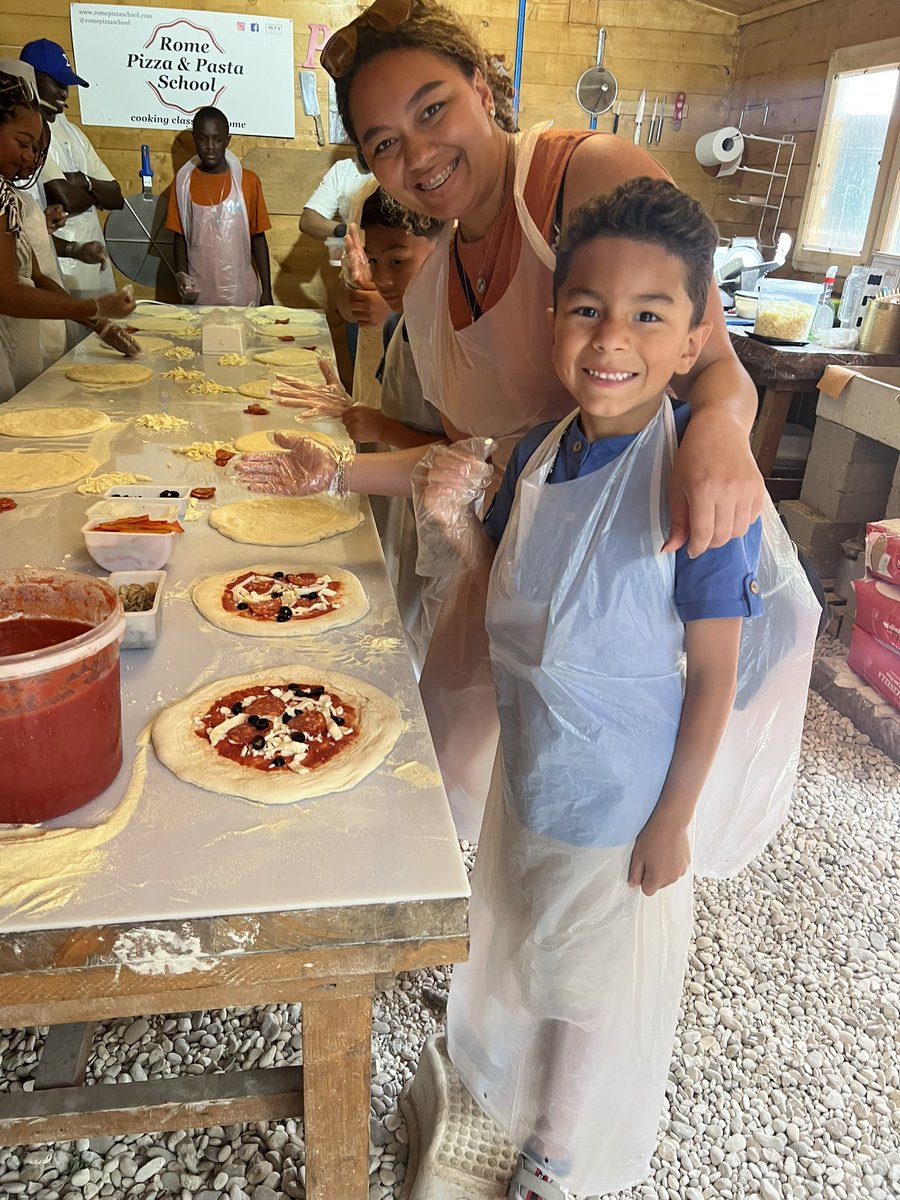 M__Sierra's tweet photo. Kids learned how to make Napolitana style homemade pizza and pasta noodles from scratch. Italy is on another level. https://t.co/R29YVif19m