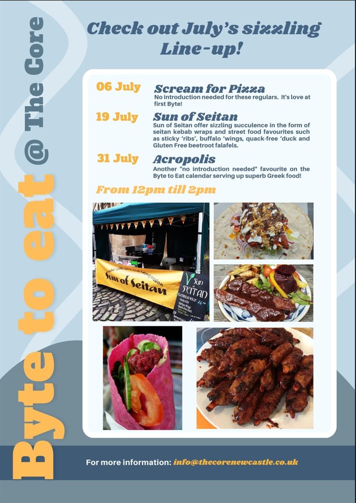 TheCoreUK's tweet photo. Thank you to everyone for your support last month! ๐ฅณ
We kick-start July's line-up with yummy pizza from @scream_pizza, on the 19th enjoy vegan bbq brilliance from @SunOfSeitan and end off with a taste of Greece compliments of @Acropolis_food
#bytetoeat
#helixnewcastle https://t.co/ZIBs8zq70Q