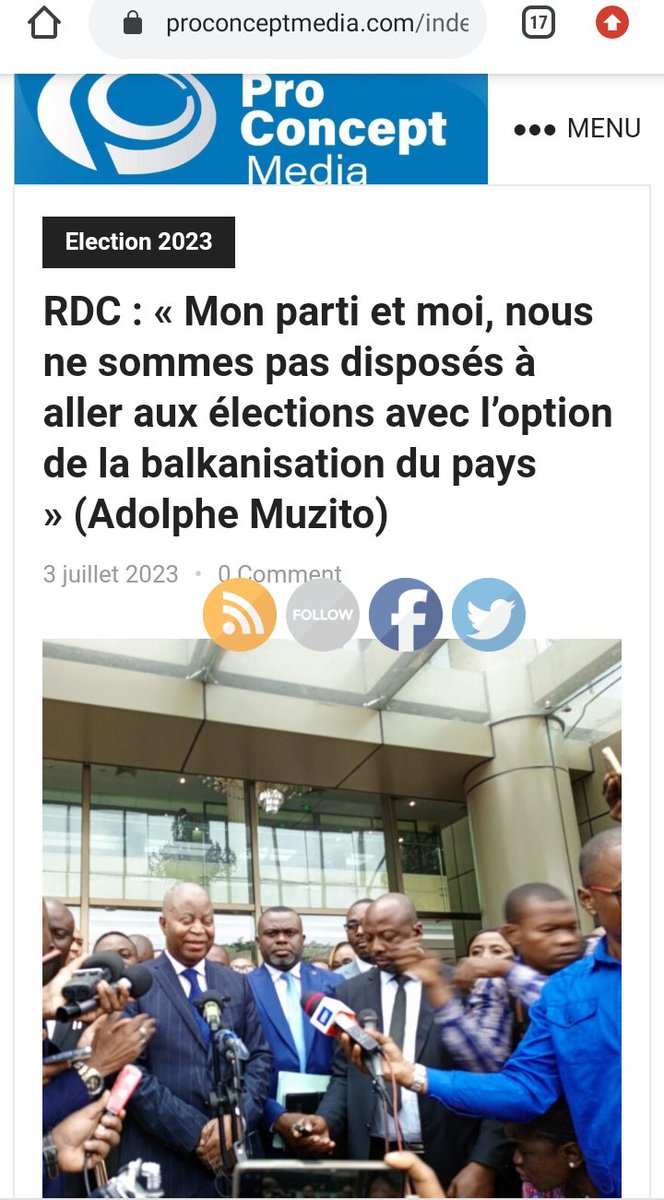 Le parti nouvel élan d <a href="/MuzitoAdolphe/">Muzito Adolphe</a> et la <a href="/COFEDEC1/">COFEDEC</a> s'inscrivent sur la liste de ceux qui ne vont ps aligner les candidats au processus élect en cours d suite du plan d balkanisation et des irrégularités. Ns avions prévenu. Ps d'élections sans Masisi,Rutshuru,Kwamouth et Nyirag