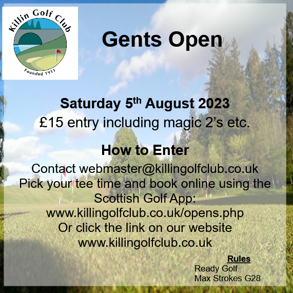 KillinGolfClub's tweet photo. Not long until our Gents Open #Open #golf #gents #perthshire #scotland #scottishgolf #gentsopen https://t.co/3VzEZ0YS9c