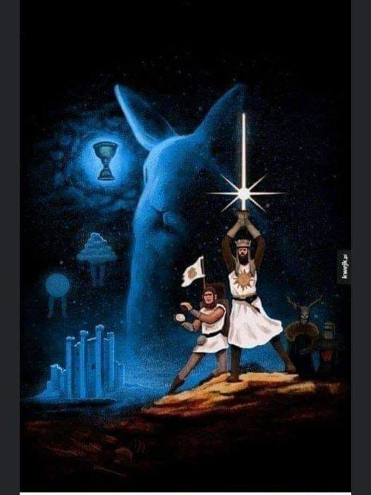 HPL_JDeLaughter's tweet image. ⚔️And Saint Attila raised the Hand Grenade up on high, saying, &apos;O Lord, bless this Thy Hand Grenade that, with it, Thou mayest blow Thine enemies into tiny pieces...🐰A long time ago, in a kingdom far away ...🎨Art: tgentry⚔️#MontyPython #Fantasy #MontyPythonAndTheHolyGrail