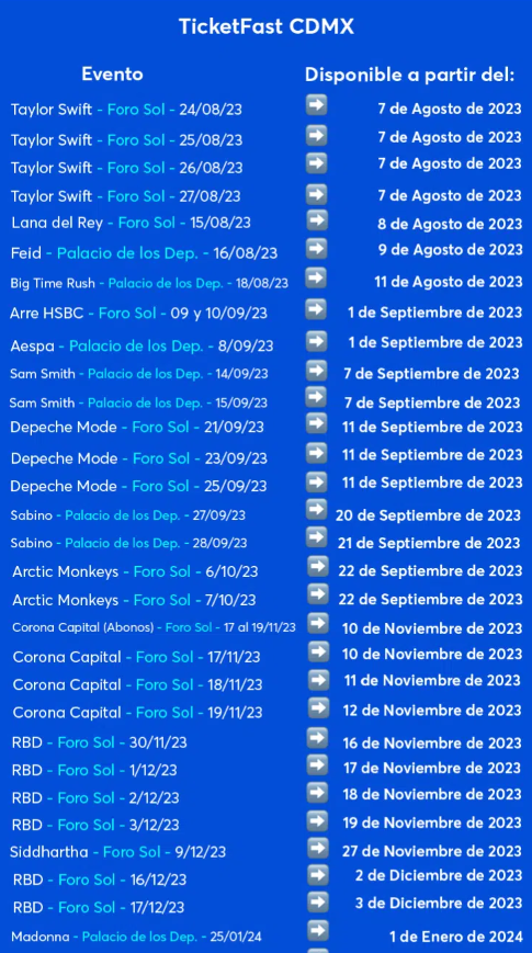 mx_tickets's tweet photo. ¡Buenos días a todos!
A partir de hoy se podrán recoger los boletos para los conciertos de Taylor Swift en Centros Ticketmaster.
Les compartimos la lista de fechas completa para todos los eventos próximos (tanto físicos como TicketFast)
#ticketmaster #willcall #ticketfast https://t.co/dN6iZY39f2