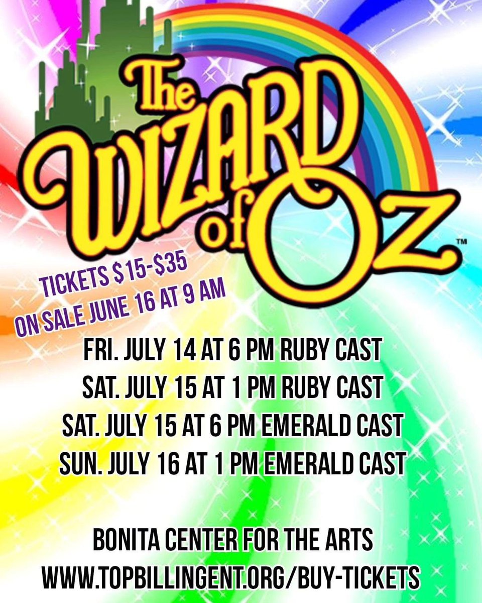 lucylover13's tweet photo. @HelpfulHonda @Top_Billing_Ent Children’s musical theater closing show of Wizard Of Oz 7/16 Bonita Center For The Arts. 5p We will be packing up the theater and the kids  would love a cold treat on a very hot, long day! Thank you https://t.co/lAy4hlalKM