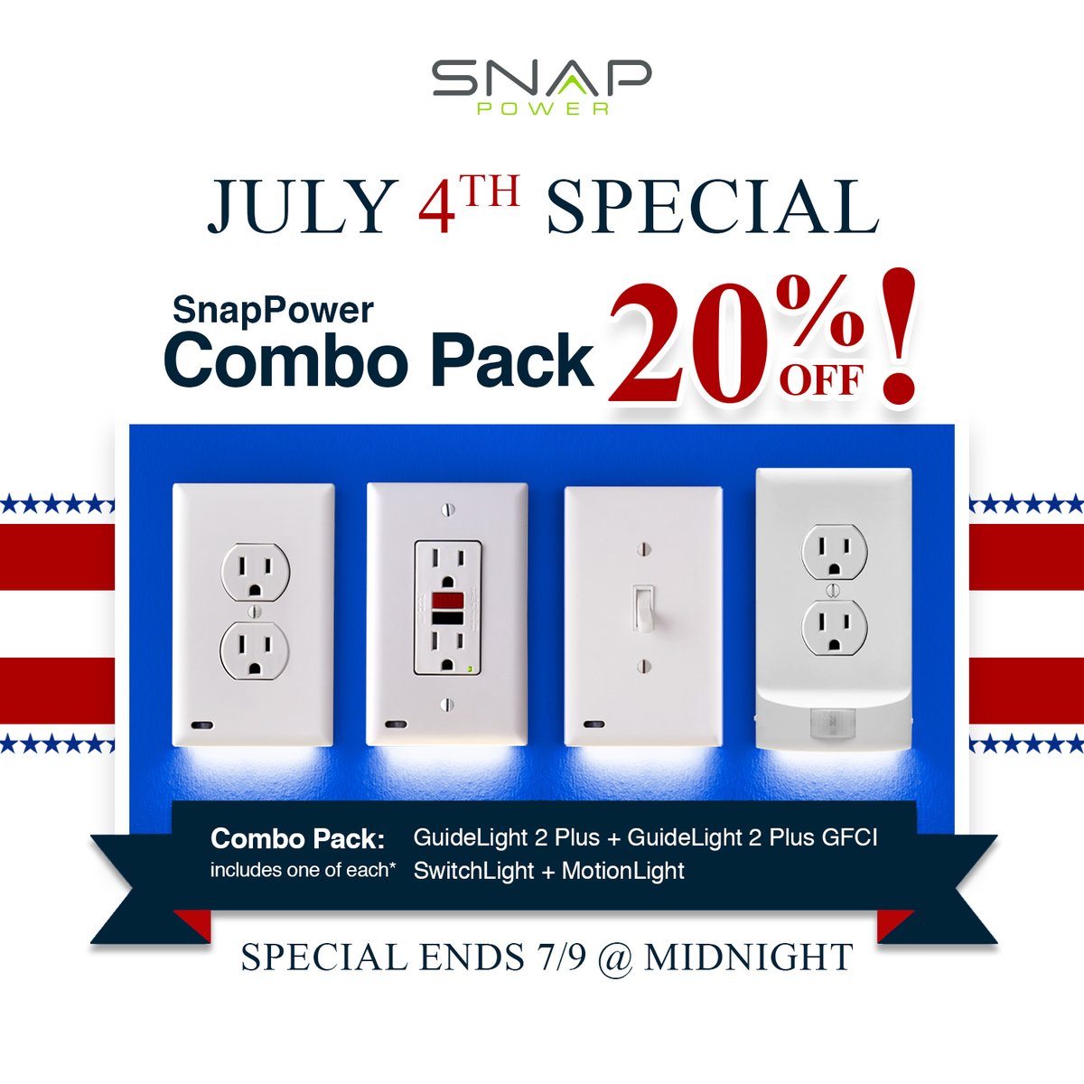 Snap_Power's tweet image. 4th of July Special 🇺🇸 Get 20% off with the SnapPower Combo Pack. snappower.com