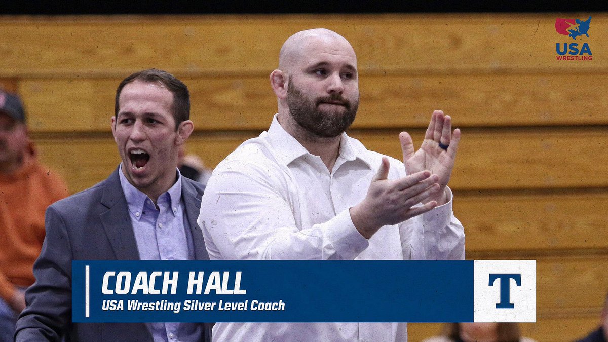 👏 A round of applause for Coach Hall! He has been awarded his Silver level Coaching Certificate by USA Wrestling. 🌩️ #TrineTough | #ICCCU