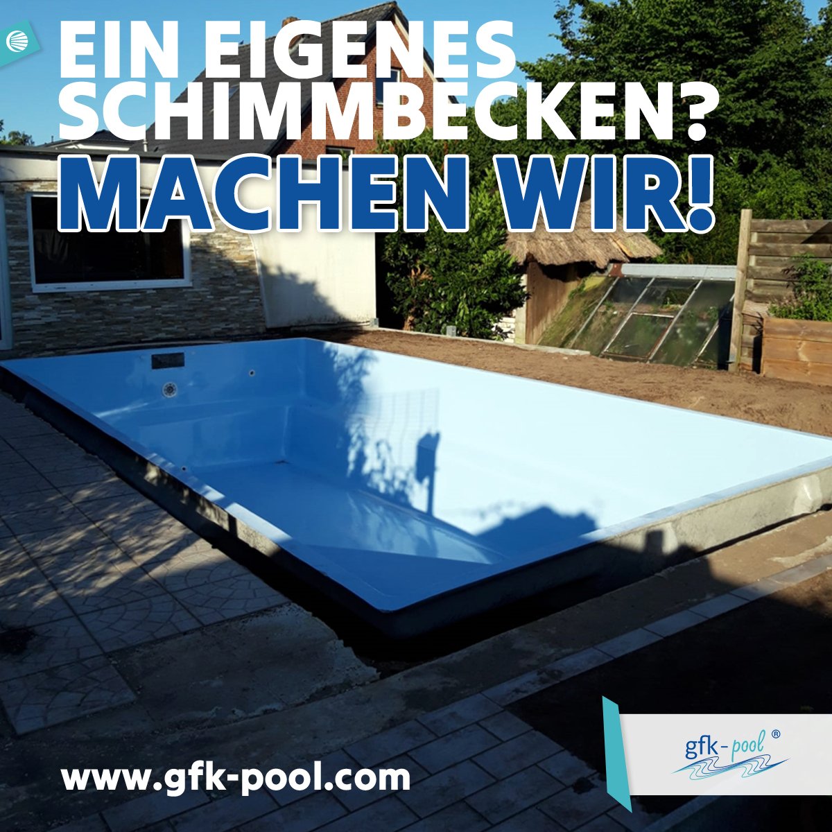 Ein eigenes Schwimmbecken für den Garten? 🌊 Das machen wir gerne zusammen! 💪 gfk-pools.com #pool #poolbau #gfk #gfkpool #sommer #freibad #schwimmen #erholung #baden #wasser #schwimmbad #schwimmbecken #komplettset #auslieferung