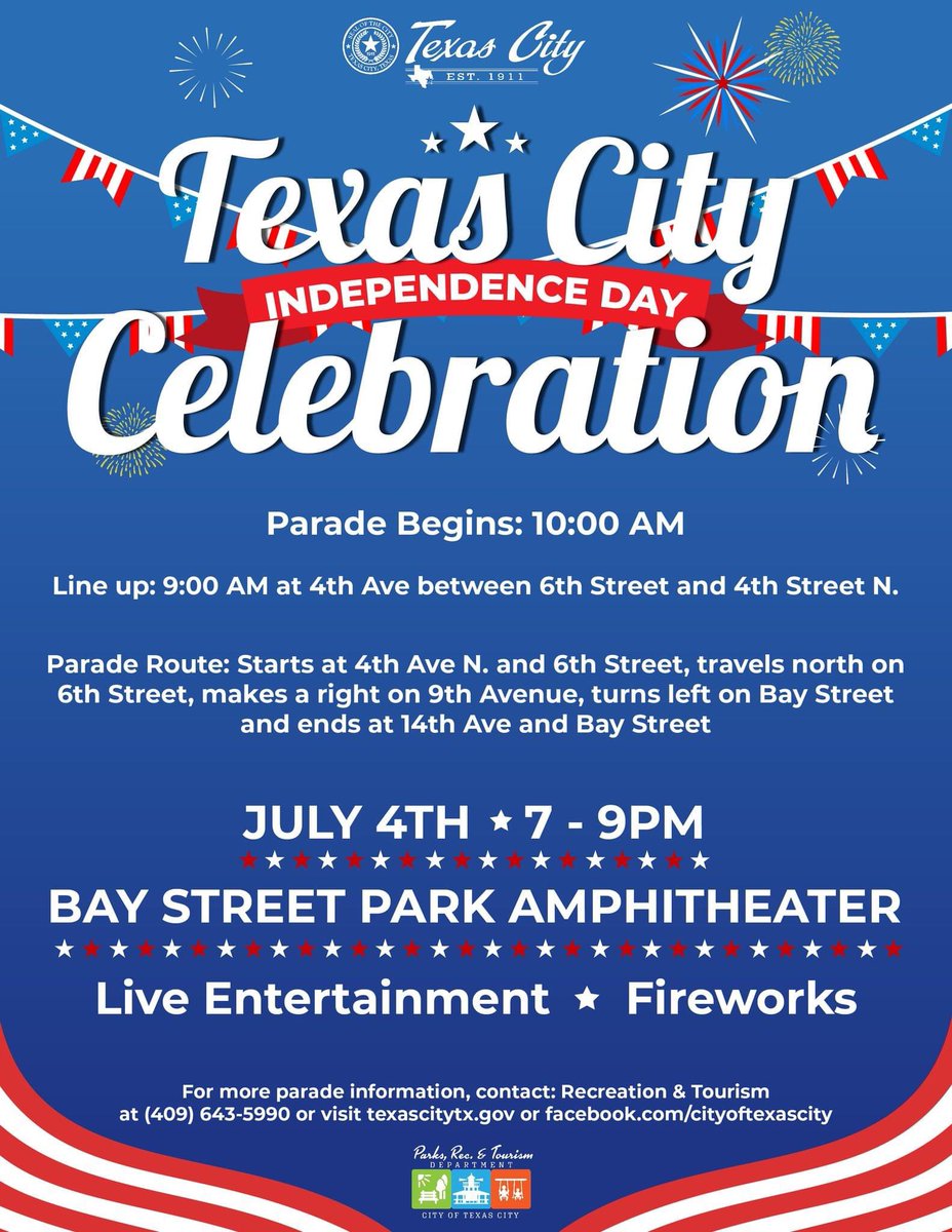Celebrate the 4th of July with us! 

Parade is at 10am, starting at 4th Ave and 6th Street and ending at Bay Street.

In the evening, join us at Bay Street Park for outdoor concerts, starting at 7pm.

Fireworks at 9:15, synchronized to music; download Pyrocast, and use code: VBC7