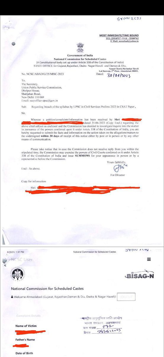 me_ankky's tweet photo. #BREAKING NCSC issued notice to UPSC for syllabus breaching in CSAT exam 2023. Asked to file reply in 30 days else they will be SUMMONED before the Hon’ble Commission. 

@UnfairCSAT23 @digvijaya_28 @SonuSood #UPSC2023 #csat #UnfairCSAT2023 @TheLallantop @vinaygb @KapilSibal https://t.co/na6tN74ome