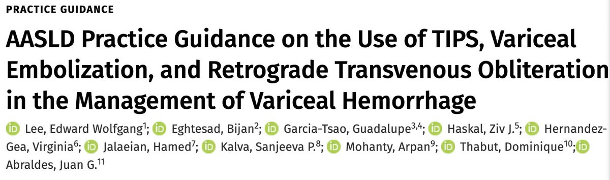 JuanAbraldes's tweet photo. AASLD guidance on IR therapies for  variceal hemorrhage.
Why specific guidance in addition to PH guidelines (soon to be published)?
→ last update TIPS guidelines 2010
→ increased use of RTO, but indications and choice between TIPS and RTO difficult https://t.co/BpXTNRZTeP https://t.co/23qpz7QbBZ