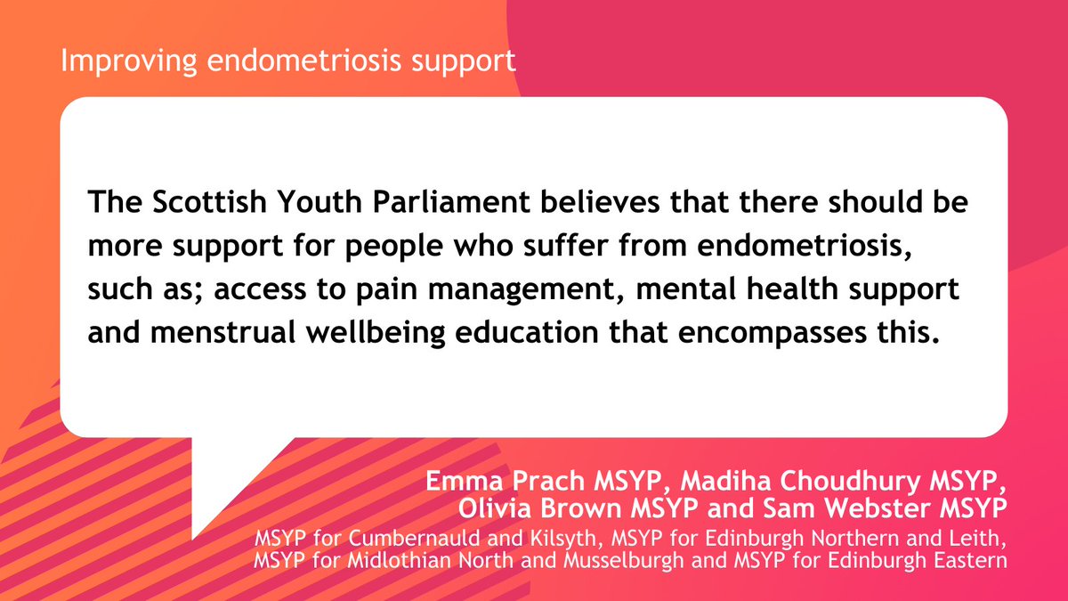 Scottish Youth Parliament (@officialsyp) on Twitter photo <a href="/ShafawaqasMSYP/">Shafa Waqas MSYP</a> 👩⚕️ <a href="/EmmaPrach/">Emma Prach</a>, @MadihaSYP, <a href="/OliviaBrown6464/">Olivia Brown MSYP</a> and @SamWebsterMSYP are calling for improved endometriosis support: <a href="/ShafawaqasMSYP/">Shafa Waqas MSYP</a> 👩⚕️ <a href="/EmmaPrach/">Emma Prach</a>, @MadihaSYP, <a href="/OliviaBrown6464/">Olivia Brown MSYP</a> and @SamWebsterMSYP are calling for improved endometriosis support: