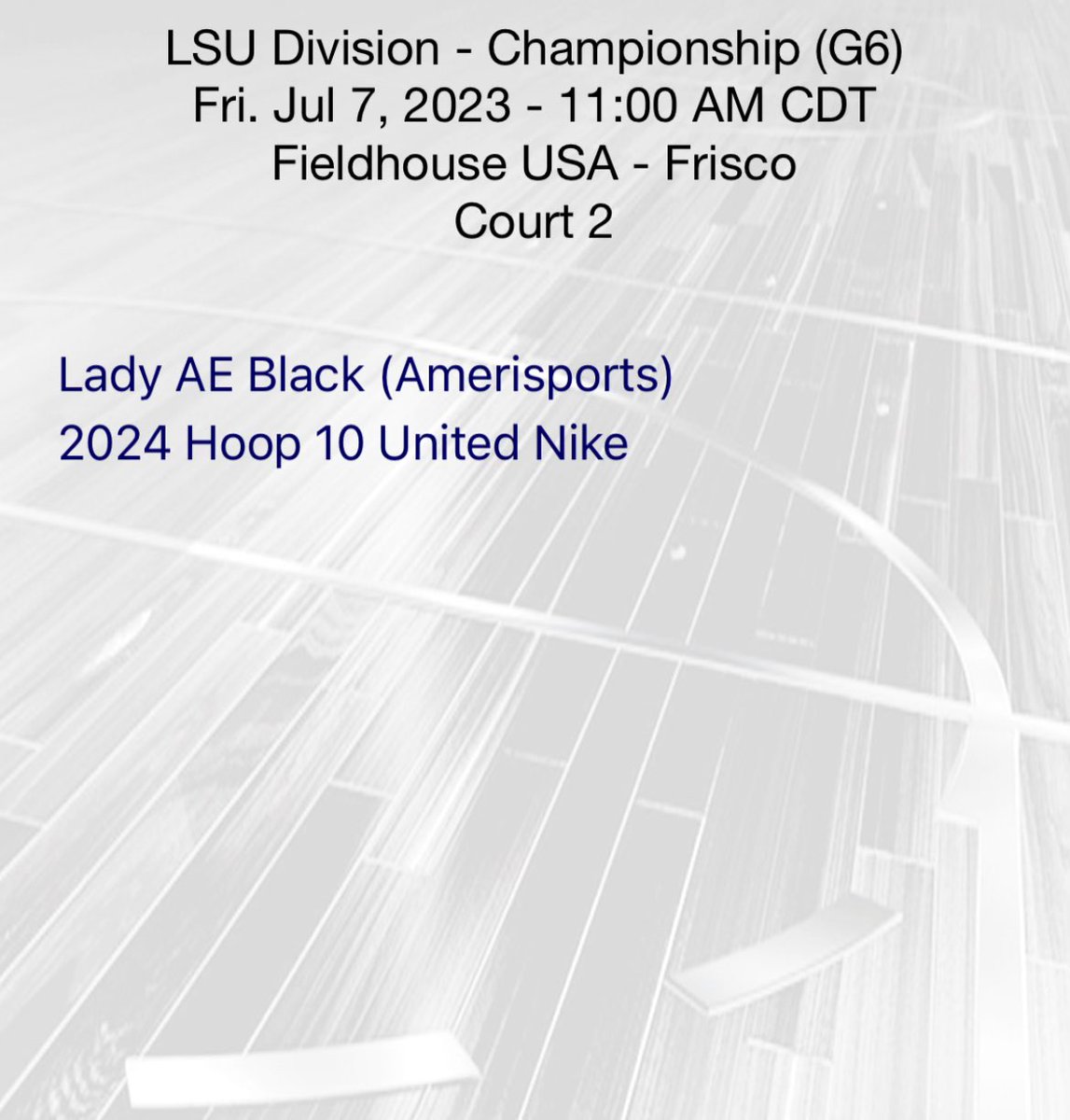 Schedule for Super 64 this weekend! First game against Lady AE Black at 11 am on Court 2. Can’t wait to play with this team!