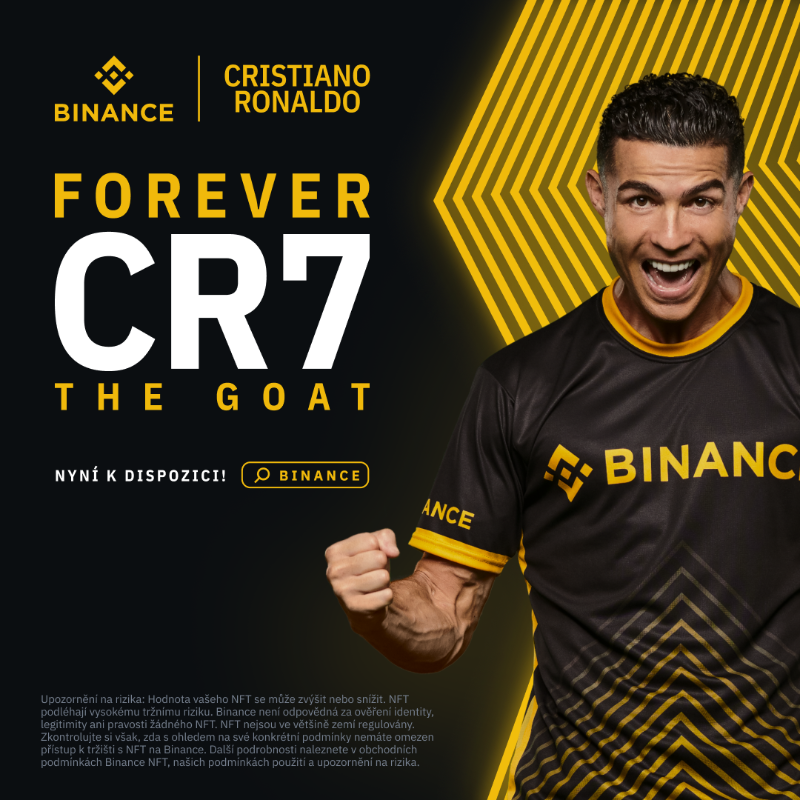 binance's tweet photo. Připojte se k Binance ještě dnes a získejte přístup k exkluzivní sbírce NFT CR7.