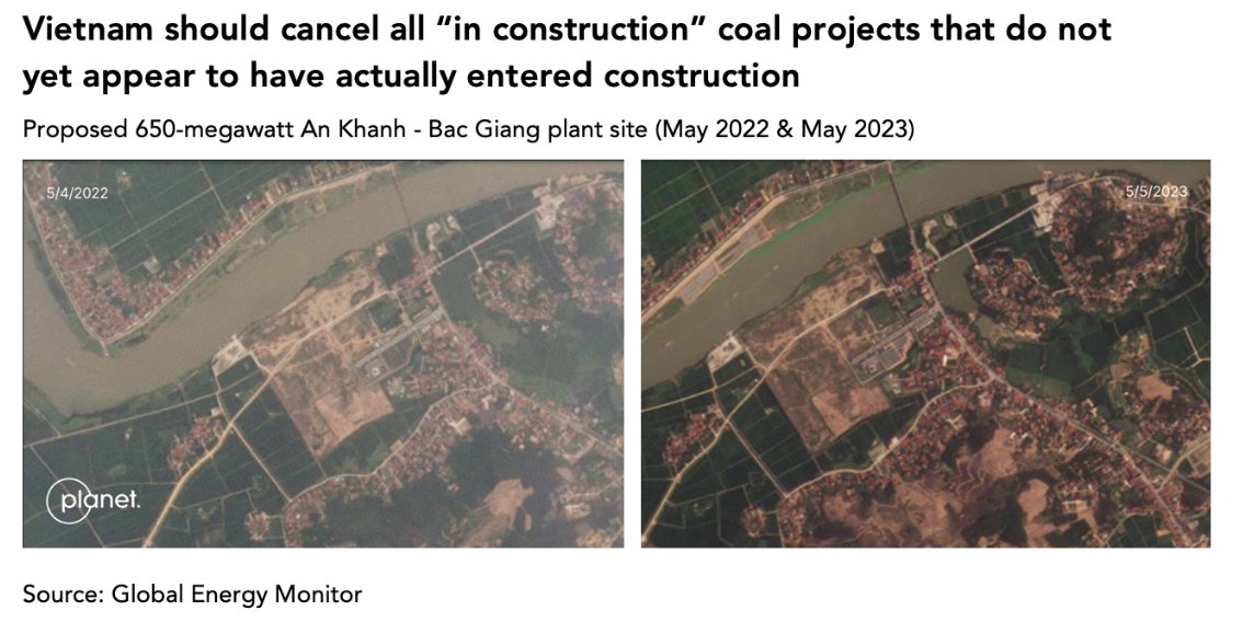 GlobalEnergyMon's tweet image. 🤝 But, to be in line with Vietnam’s #JETP agreement, ALL remaining coal plant proposals not yet in construction MUST be cancelled too.

This should include those listed as “under construction” in #PDP8 that don&apos;t actually appear to be in construction based on satellite imagery.