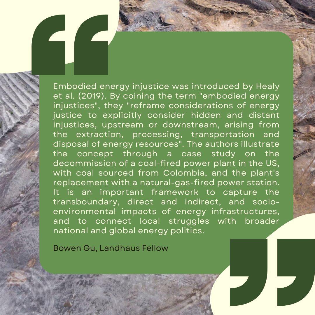With this post, we are launching our #new social media #project: Critical Concepts. Through this project, our researchers have the chance to introduce #core #concepts of their RCC research.

Today, current Landhaus Fellow Bowen Gu presents the term "#Embodied #Energy #Injustice."