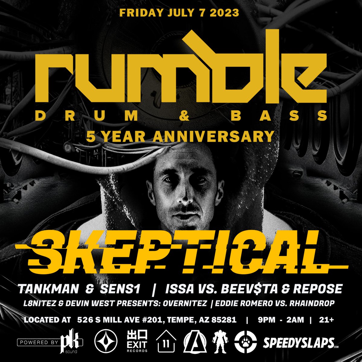Rumble Drum & Bass AZ (@rumblednbaz) on Twitter photo This Friday we celebrate 5 years of <a href="/rumblednbaz/">Rumble Drum & Bass AZ</a> ! We can't thank everyone enough for supporting over the years. We couldn't do it without your love for Drum & Bass! SALUTE! ๐ซก๐ฅ๐
๐๏ธ: bit.ly/m/rumblednbaz This Friday we celebrate 5 years of <a href="/rumblednbaz/">Rumble Drum & Bass AZ</a> ! We can't thank everyone enough for supporting over the years. We couldn't do it without your love for Drum & Bass! SALUTE! ๐ซก๐ฅ๐
๐๏ธ: bit.ly/m/rumblednbaz