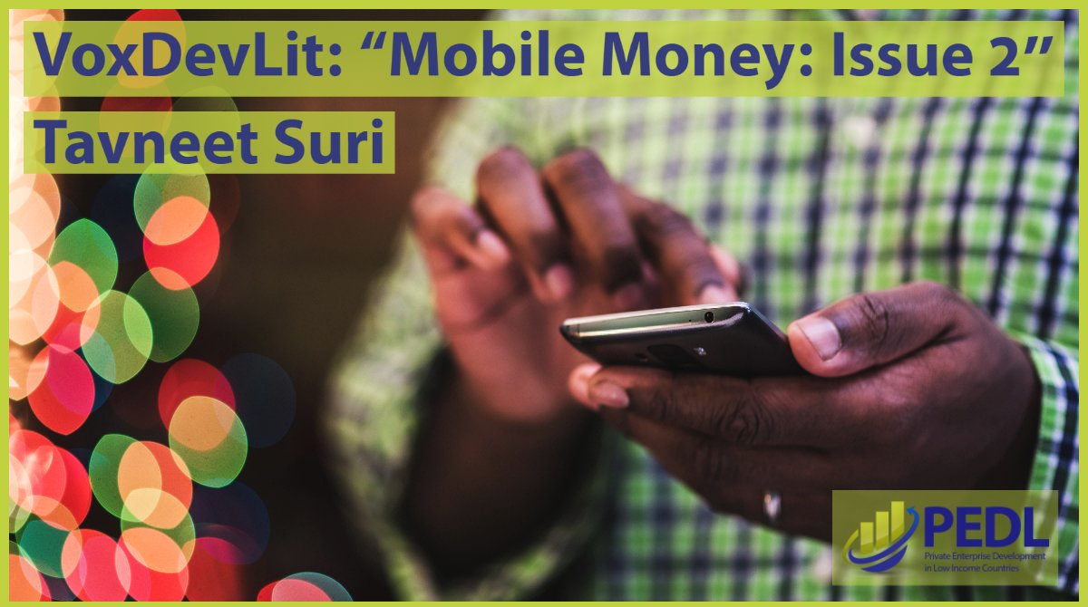Read the 2nd issue of the @vox_dev #Lit on #Mobile #Money! Senior editor @SuriTavneet & co-authors review recent research studying the expansion of mobile money providers and accounts. New issues will continue as new work is released. Read: bit.ly/VDLITmobile #EconTwitter